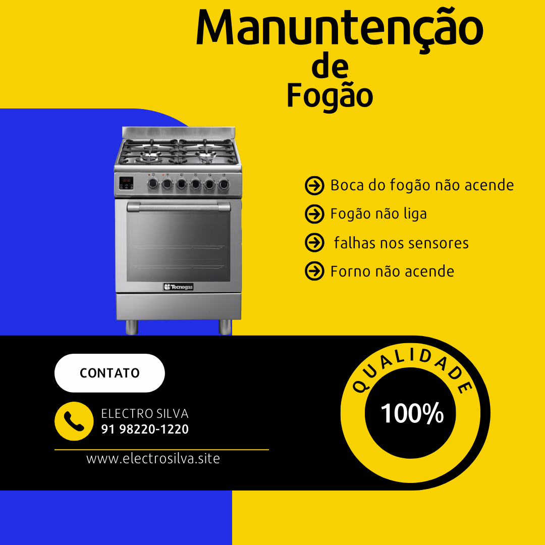 Assistência técnica especializada em manutenção e conserto de fogões a gás e elétricos. Diagnóstico rápido, reparo eficiente e troca de peças para garantir o funcionamento seguro do seu fogão em Ananindeua e Belém-PA.